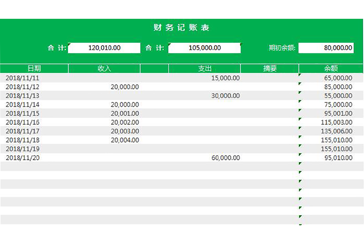 綠色小清新財務記賬表-1