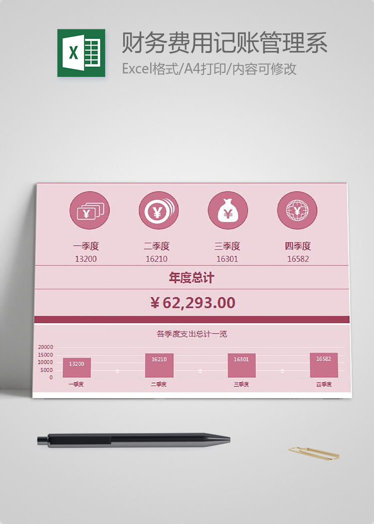 財務費用記賬管理系統excel模板