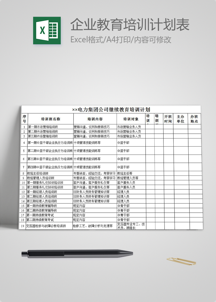 電力集團公司企業(yè)繼續(xù)教育培訓(xùn)計劃