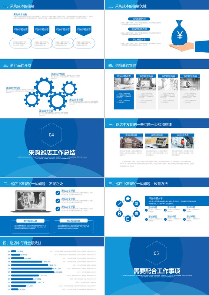 青藍風采購月報匯報總結PPT模板-2
