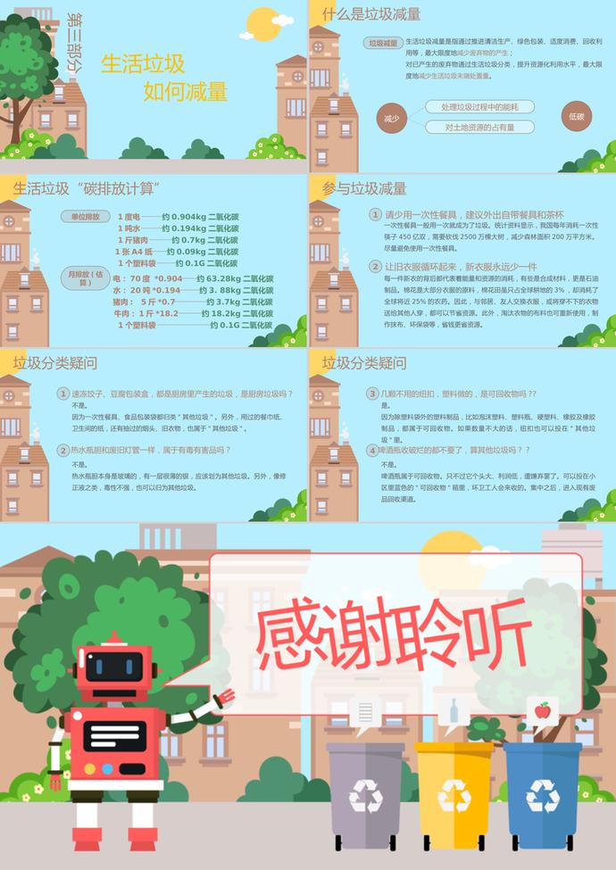 創(chuàng)意紅色機(jī)器人風(fēng)格垃圾分類宣傳PPT模板-2