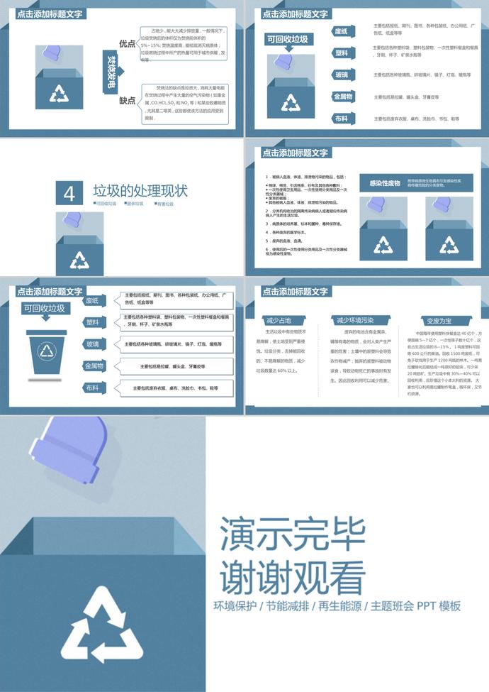 創意墨藍簡約風格垃圾分類培訓課件PPT模板-2