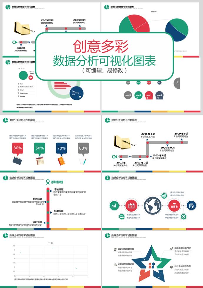 創(chuàng)意多彩數(shù)據(jù)分析可視化PPT圖表