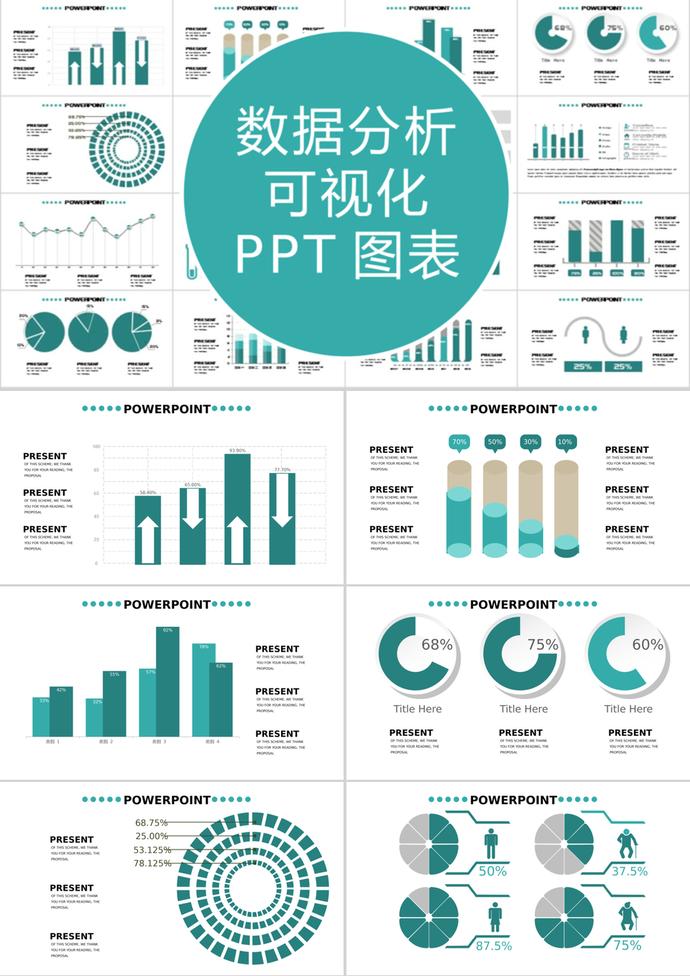 綠色風數據分析可視化PPT圖表