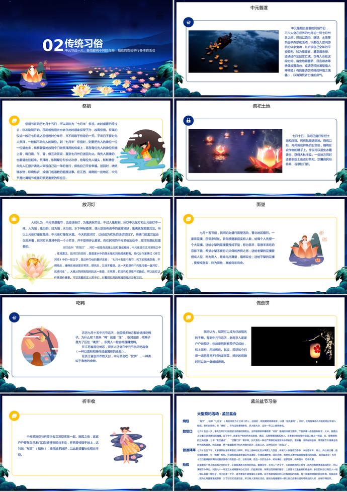 創意唯美中元節介紹PPT模板-1