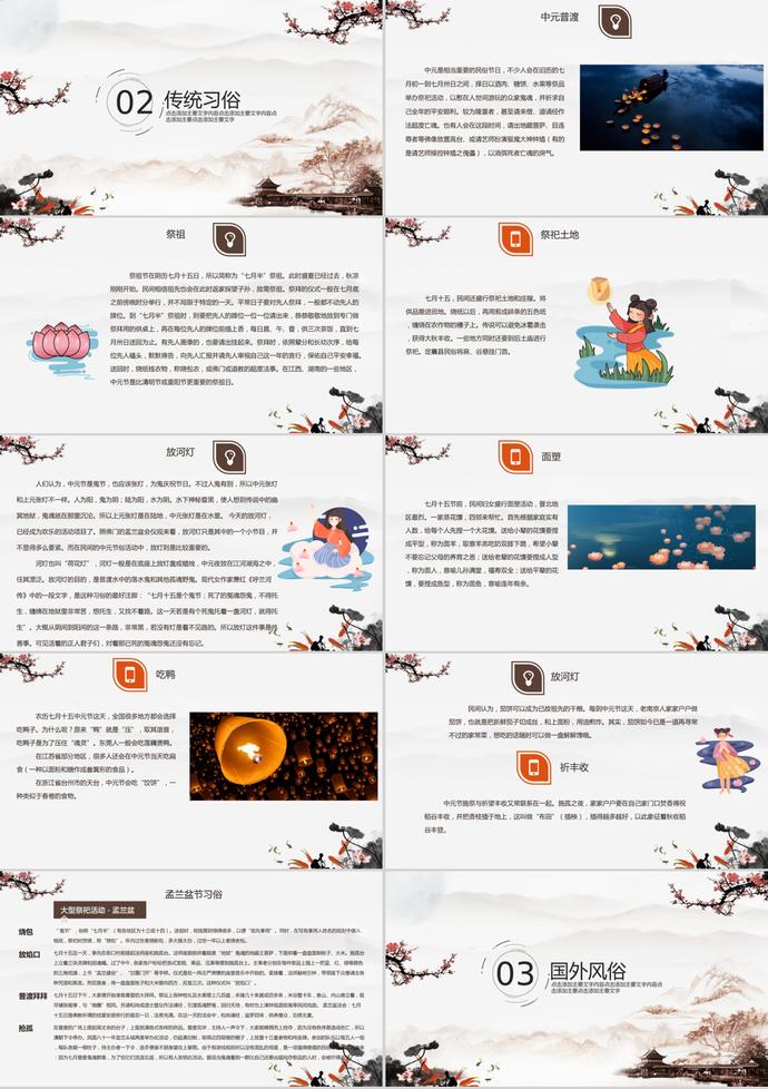 復古色中國風中元節主題PPT模板-1