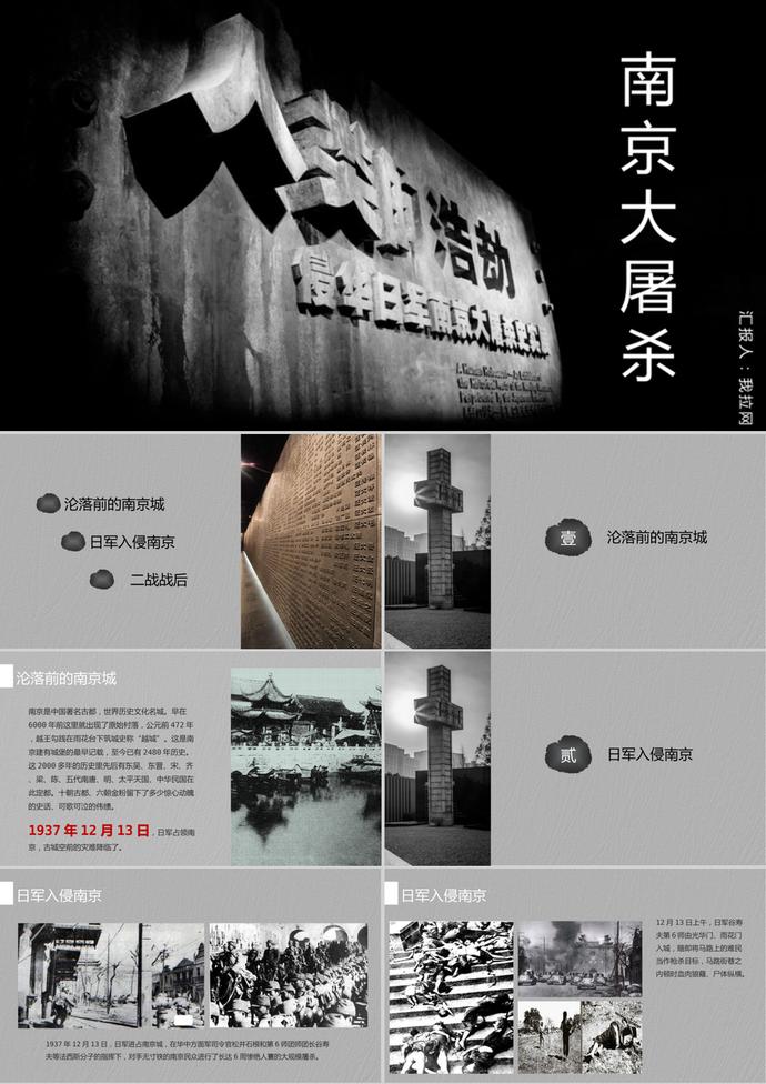 國家公祭日南京大屠殺PPT模板
