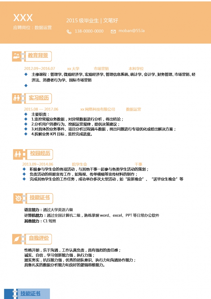 時(shí)尚創(chuàng)意數(shù)據(jù)運(yùn)營(yíng)專(zhuān)員簡(jiǎn)歷模板