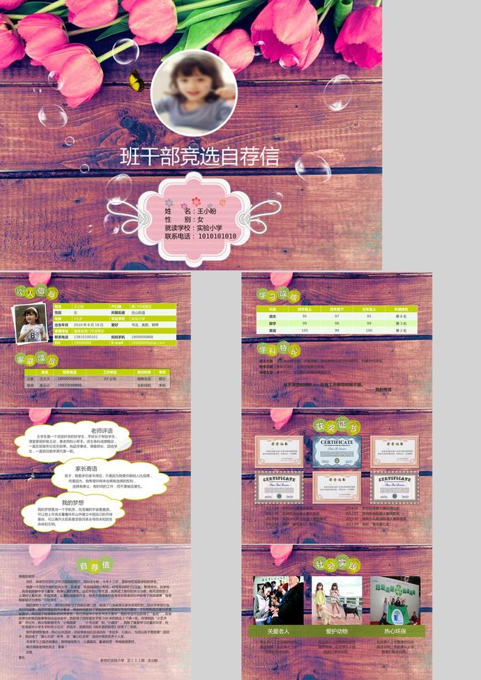 小學(xué)生班干部競(jìng)選自薦信PPT模板