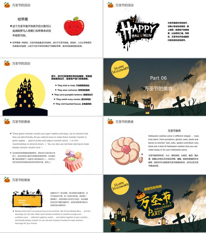 卡通萬圣節節日介紹通用ppt模板-2