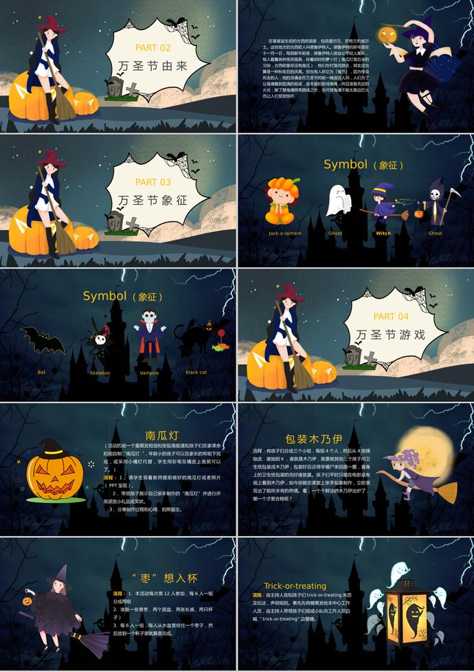 恐怖夜晚萬(wàn)圣節(jié)節(jié)日介紹PPT模板-1