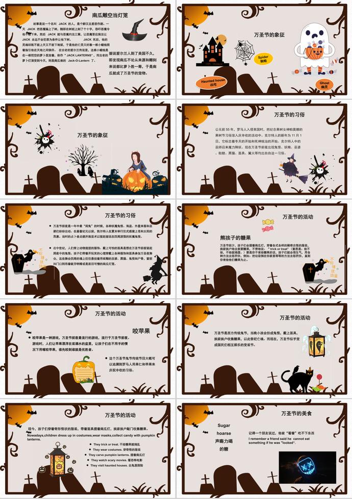 黑白恐怖萬圣節活動策劃PPT模板-1