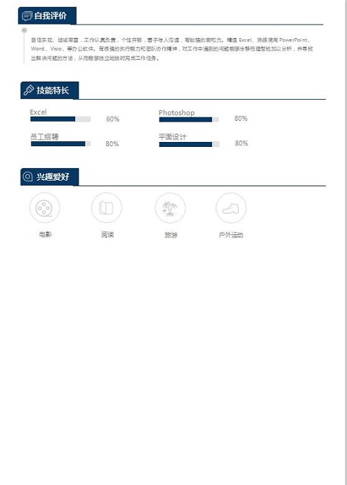 深藍(lán)色簡潔風(fēng)人力資源專員簡歷模板-1