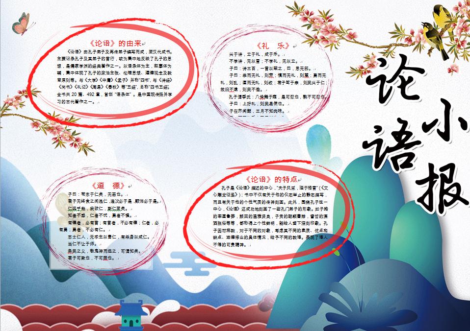 簡約精美論語主題校園手抄報wps
