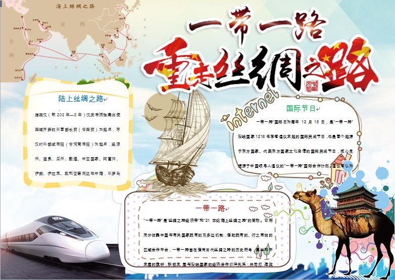 一帶一路重走絲綢之路精美手抄報