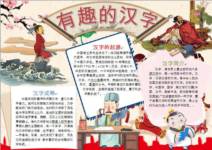 漢字的起源簡介有趣的漢字手抄報wps