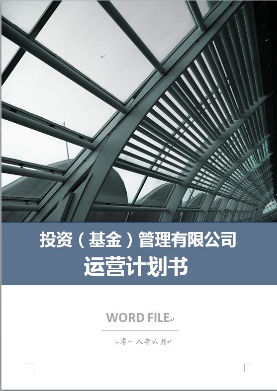 通用投資管理公司運營計劃書