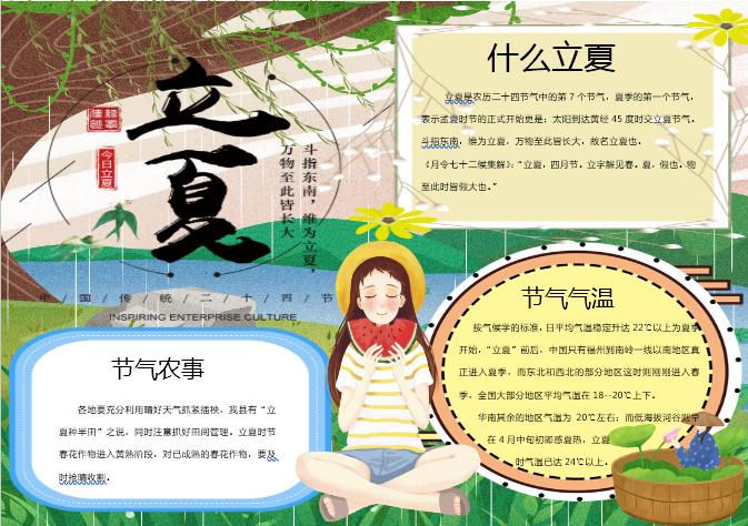 西瓜立夏手抄報Word模板