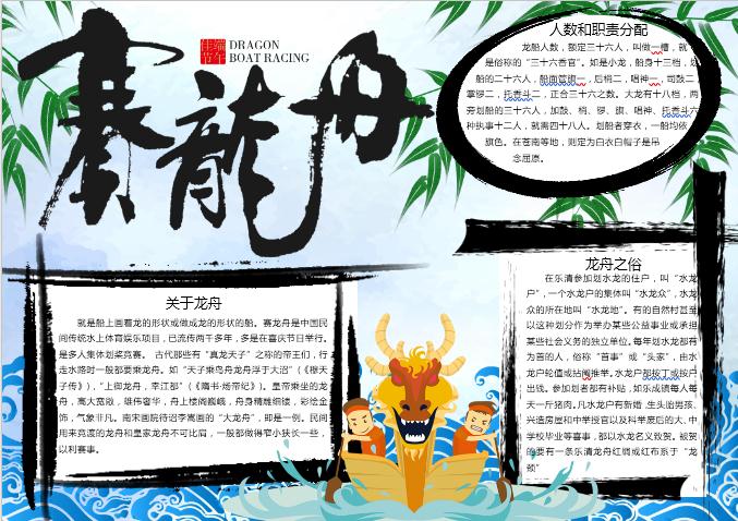 端午龍舟手抄報Word模板