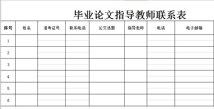 畢業論文指導教師聯系表