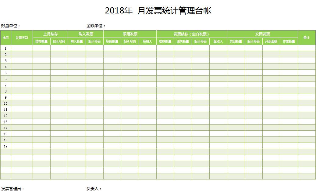 月發票統計管理臺帳excel表格模板