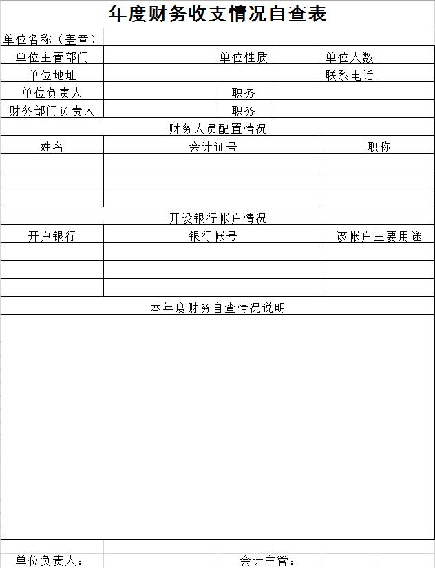 年度財務收支情況自查表