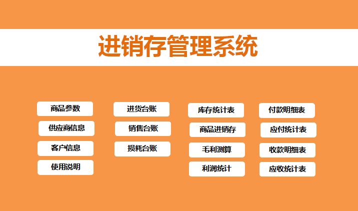 橙色系進(jìn)銷存管理系統(tǒng)excel模板