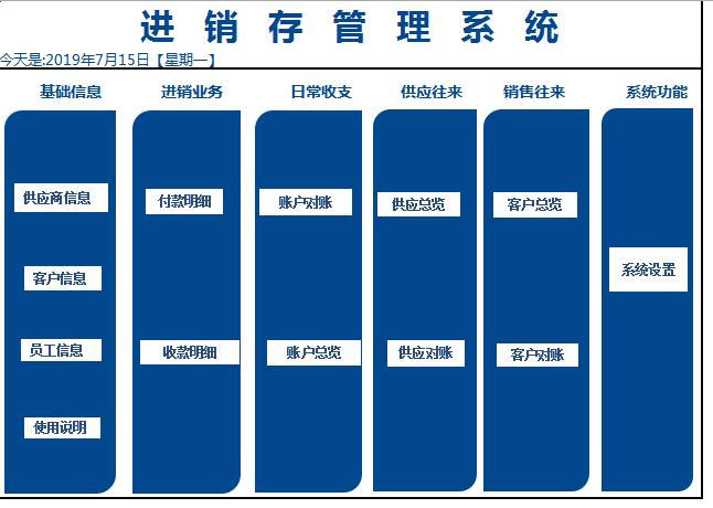 深藍色進銷存管理系統excel模板