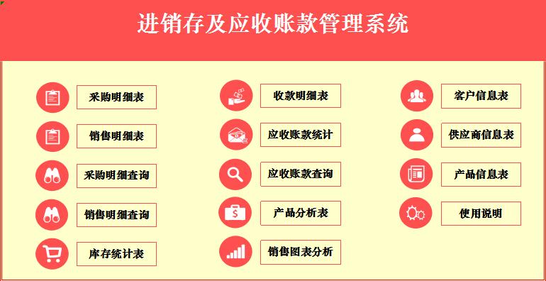進銷存及應收賬款管理系統excel模板