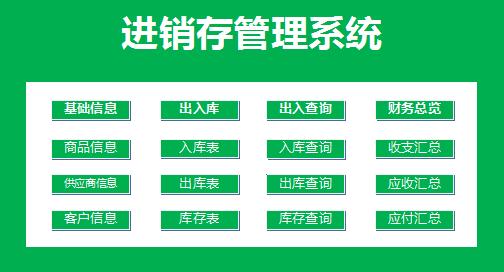 苔蘚綠進(jìn)銷存管理系統(tǒng)excel模板