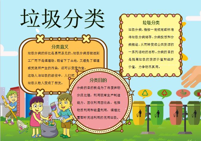 可愛(ài)卡通風(fēng)垃圾分類手抄報(bào)小報(bào)Word模板
