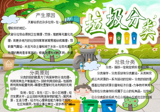 小清新風(fēng)格垃圾分類小報(bào)手抄報(bào)word模板