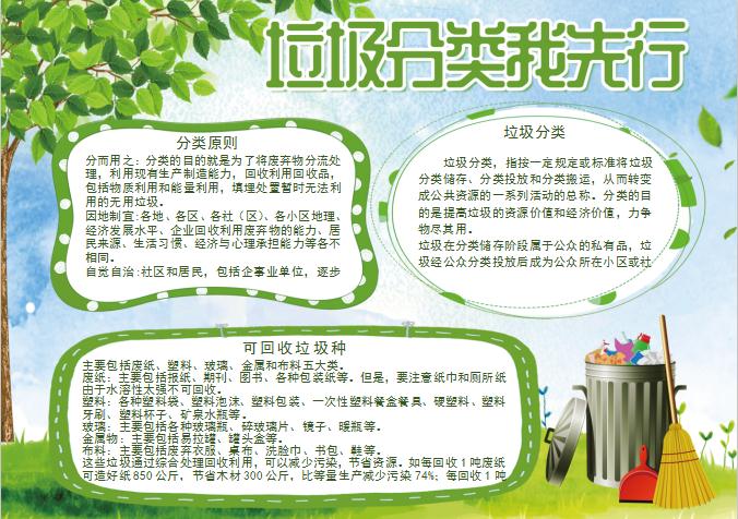 唯美綠色清新垃圾分類小報(bào)word模板