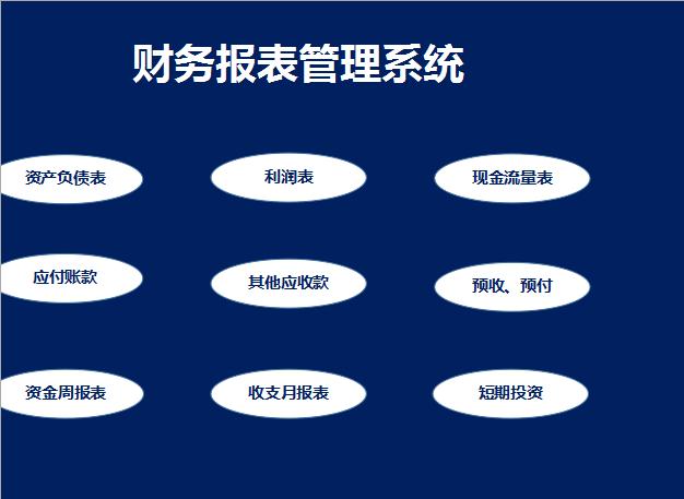 藏青色財務報表管理系統excel模板