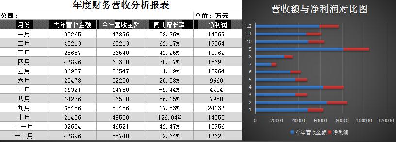全年財務(wù)報表自動生成excel模板