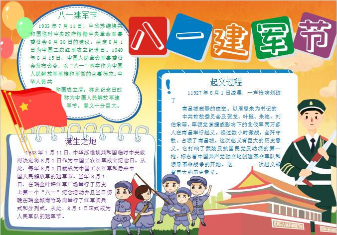 簡(jiǎn)約大方風(fēng)八一建軍節(jié)簡(jiǎn)介手抄報(bào)word模板