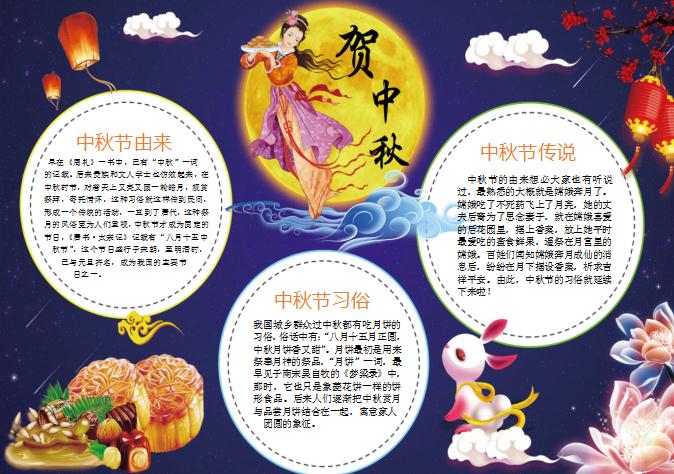 中國風中秋節小報手抄報Word模板