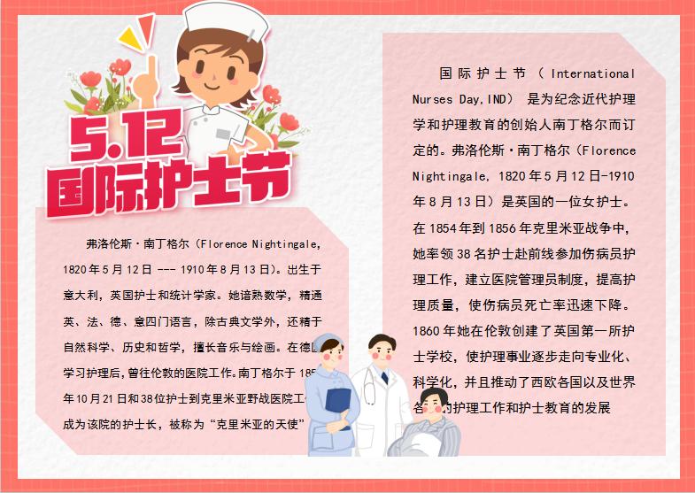 簡潔護士節(jié)手抄報Word模板