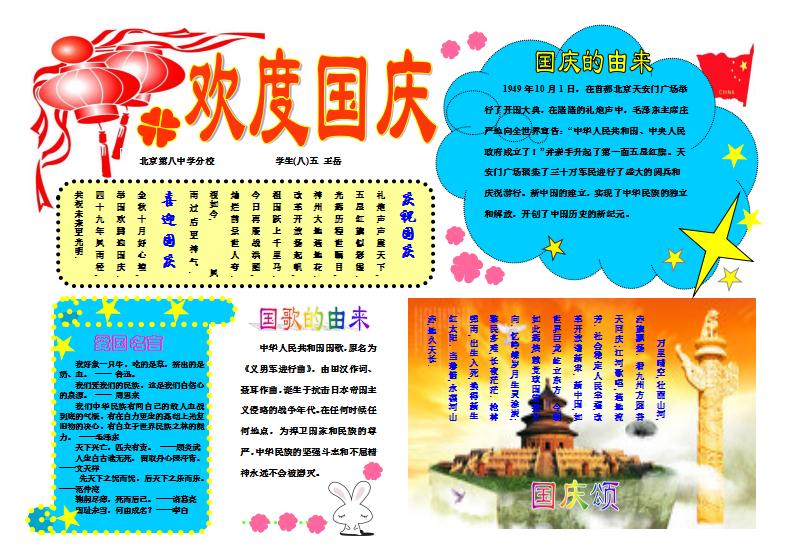 簡約精美國慶節(jié)手抄報Word模板