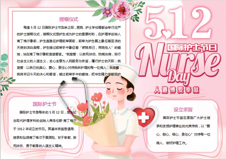 溫馨可愛粉色護(hù)士節(jié)手抄報(bào)