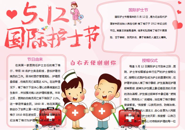 卡通可愛粉色護(hù)士節(jié)手抄報