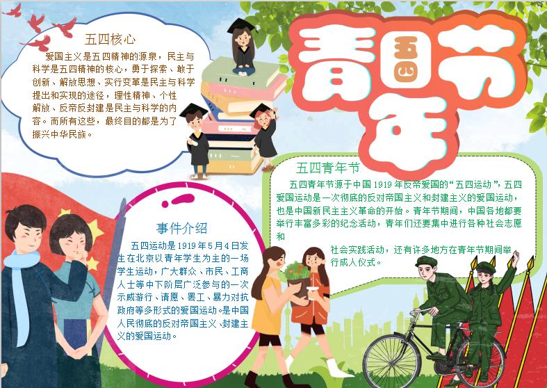 淺藍(lán)色54青年節(jié)手抄小報(bào)Word模板