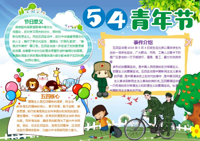 五四青年節(jié)校園小報手抄報word模板