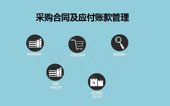天藍(lán)色系采購(gòu)合同管理系統(tǒng)excel表格模板