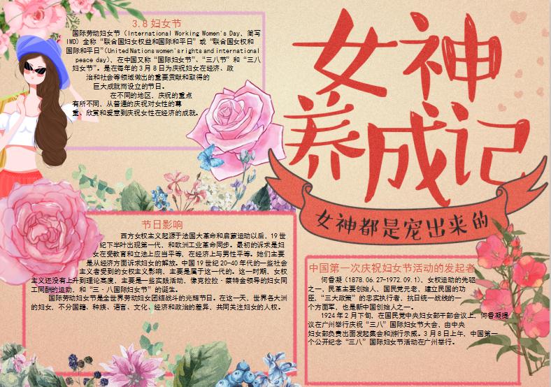 手繪38婦女節女王節手抄報Word模板