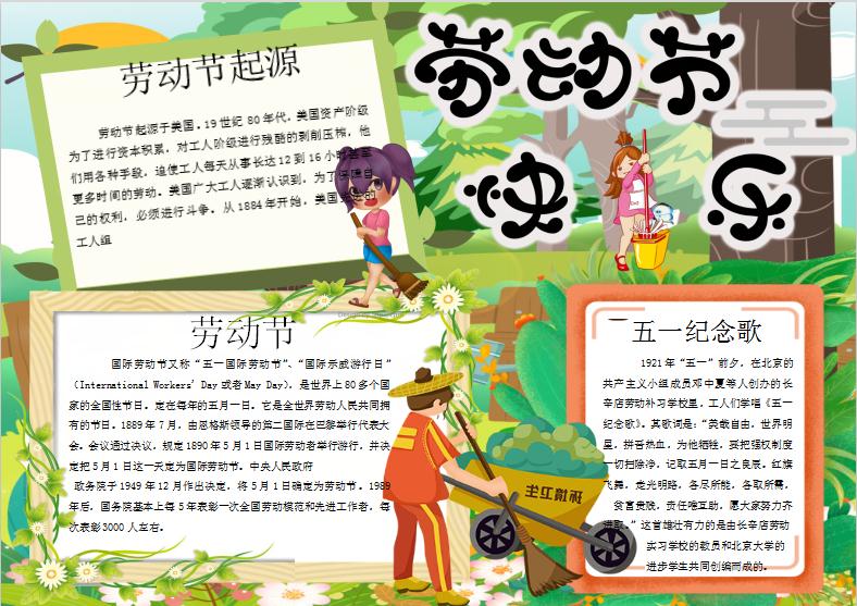 精美五一勞動節(jié)手抄報Word模板