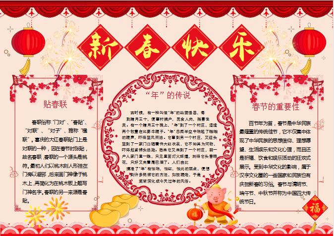 紅色中國風春節小報Word模板