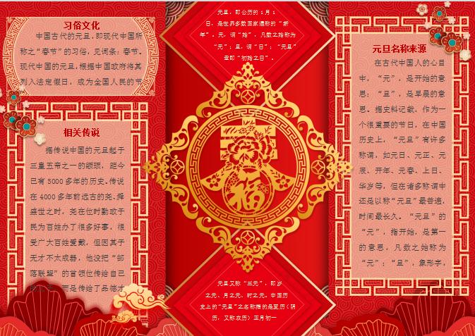 大紅喜慶豬年小報Word模板