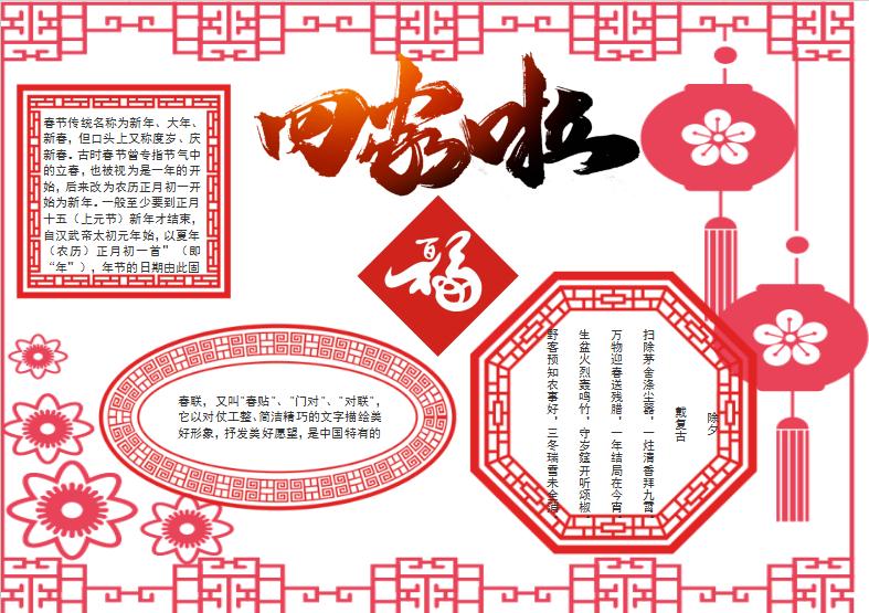 簡約美觀春節小報Word模板