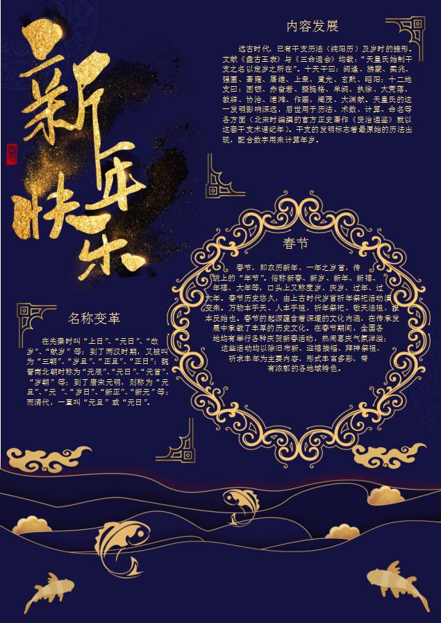 藍金新年小報Word模板